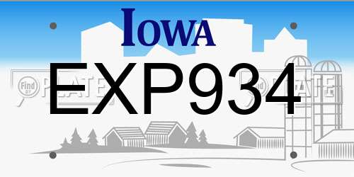 EXP934 Iowa License Plate