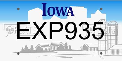 EXP935 Iowa License Plate