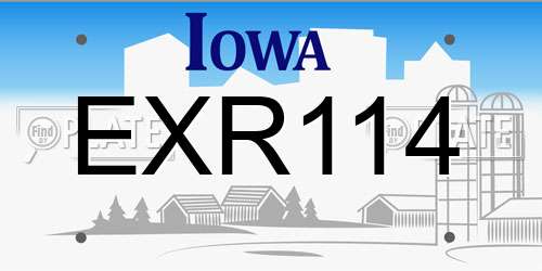 EXR114 Iowa License Plate