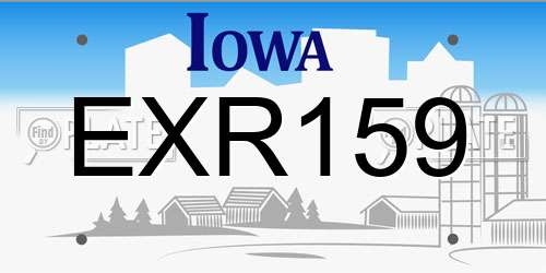 EXR159 Iowa License Plate