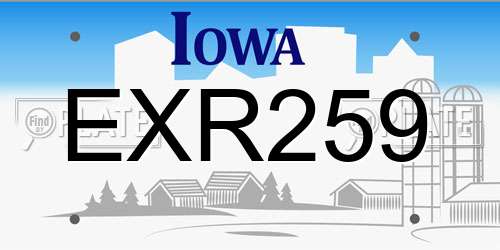 EXR259 Iowa License Plate