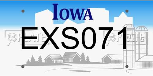 EXS071 Iowa License Plate