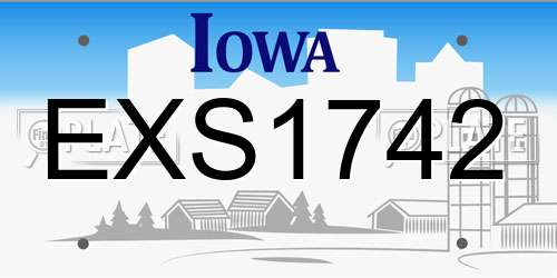 EXS1742 Iowa License Plate