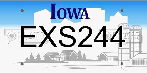 EXS244 Iowa License Plate