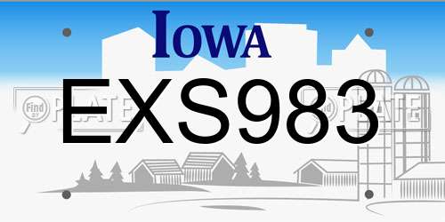 EXS983 Iowa License Plate