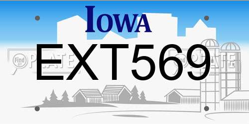 EXT569 Iowa License Plate