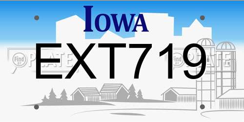 EXT719 Iowa License Plate