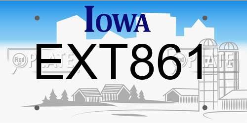 EXT861 Iowa License Plate