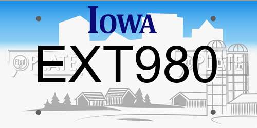 EXT980 Iowa License Plate
