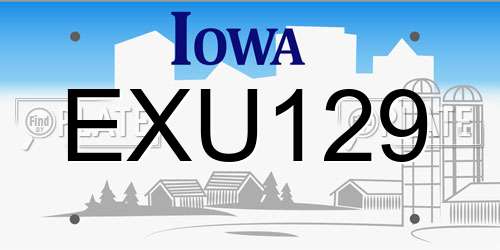EXU129 Iowa License Plate