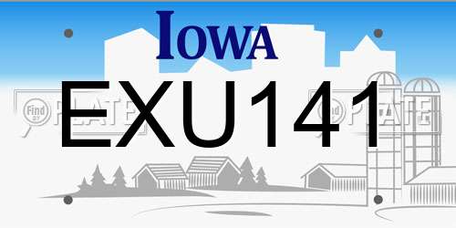 EXU141 Iowa License Plate