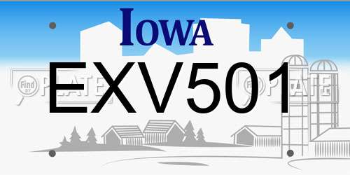 EXV501 Iowa License Plate