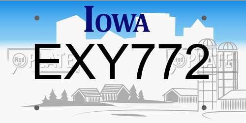 EXY772 Iowa License Plate