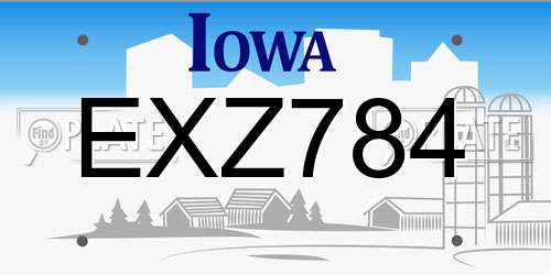 EXZ784 Iowa License Plate
