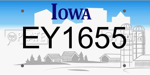 EY1655 Iowa License Plate