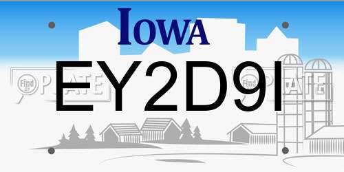 EY2D9I Iowa License Plate