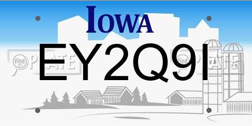 EY2Q9I Iowa License Plate