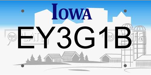 EY3G1B Iowa License Plate