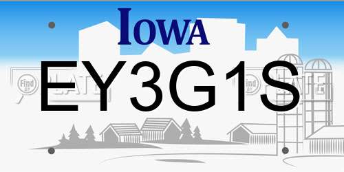 EY3G1S Iowa License Plate