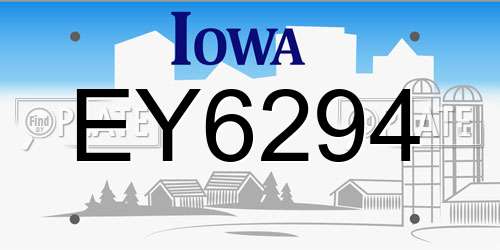 EY6294 Iowa License Plate