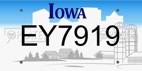 EY7919 Iowa License Plate