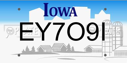 EY7O9I Iowa License Plate