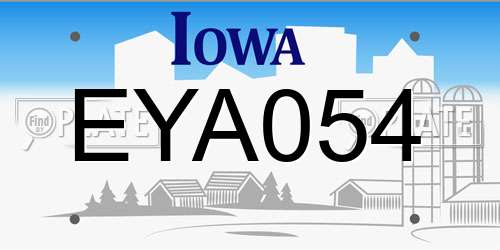 EYA054 Iowa License Plate