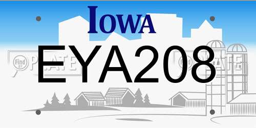 EYA208 Iowa License Plate
