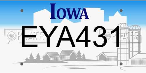 EYA431 Iowa License Plate