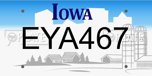 EYA467 Iowa License Plate