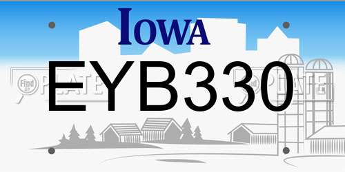 EYB330 Iowa License Plate