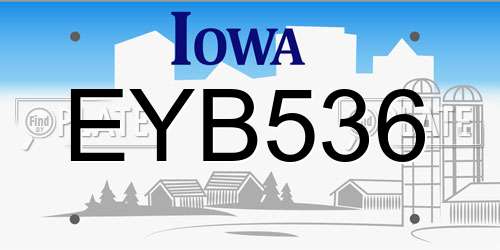 EYB536 Iowa License Plate