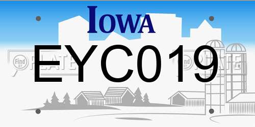 EYC019 Iowa License Plate