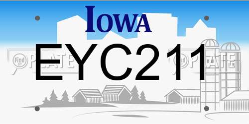 EYC211 Iowa License Plate