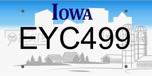 EYC499 Iowa License Plate