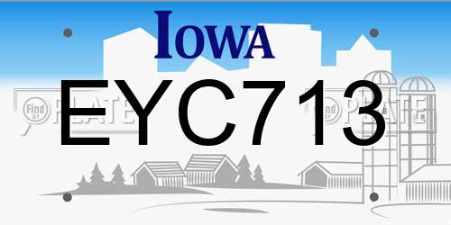 EYC713 Iowa License Plate