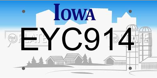 EYC914 Iowa License Plate
