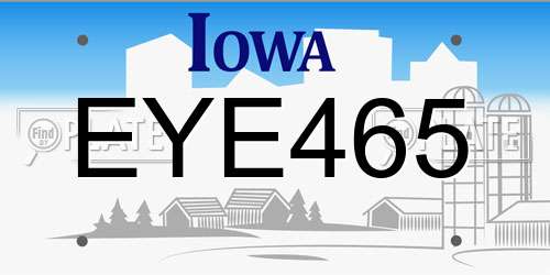 EYE465 Iowa License Plate