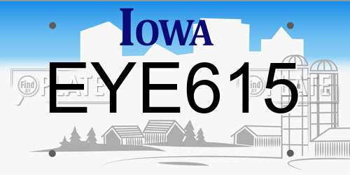 EYE615 Iowa License Plate