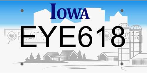EYE618 Iowa License Plate
