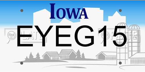 EYEG15 Iowa License Plate
