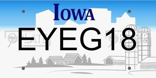 EYEG18 Iowa License Plate