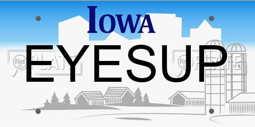 EYESUP Iowa License Plate