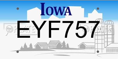 EYF757 Iowa License Plate