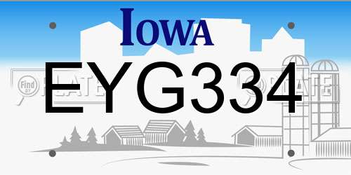 EYG334 Iowa License Plate