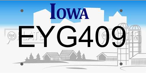 EYG409 Iowa License Plate