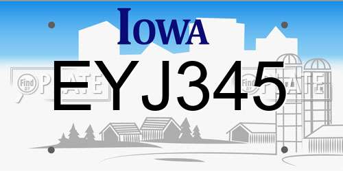 EYJ345 Iowa License Plate