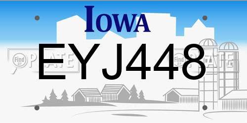 EYJ448 Iowa License Plate