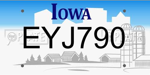 EYJ790 Iowa License Plate