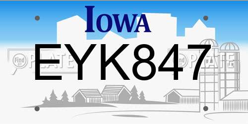 EYK847 Iowa License Plate
